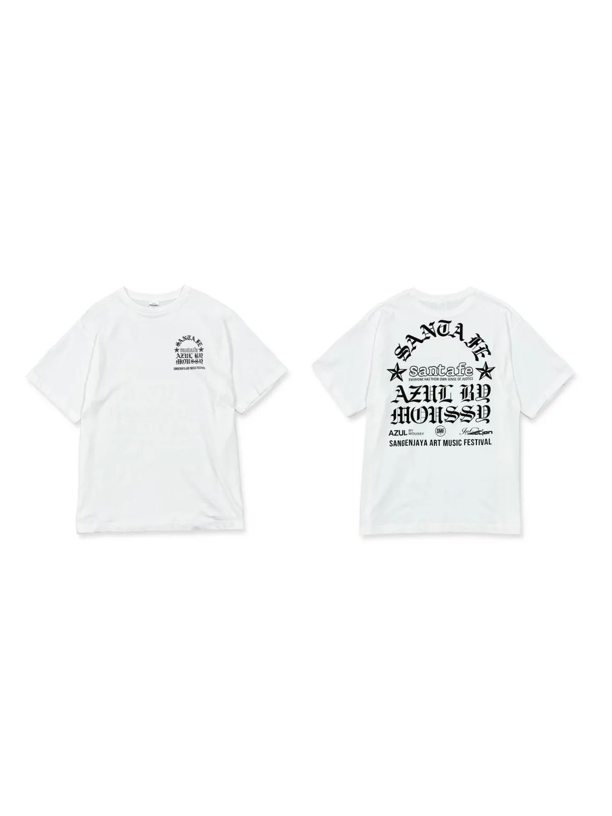 AZUL BY MOUSSY × santafe × SMF コラボTシャツ(平置き)